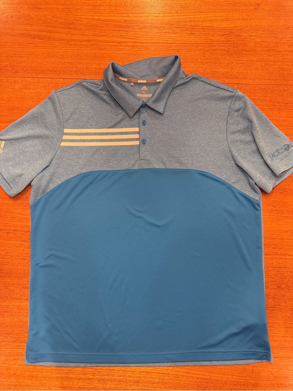 adidas Men’s xl  Two-Tone Blue Golf Polo with light gray/silver Stripes